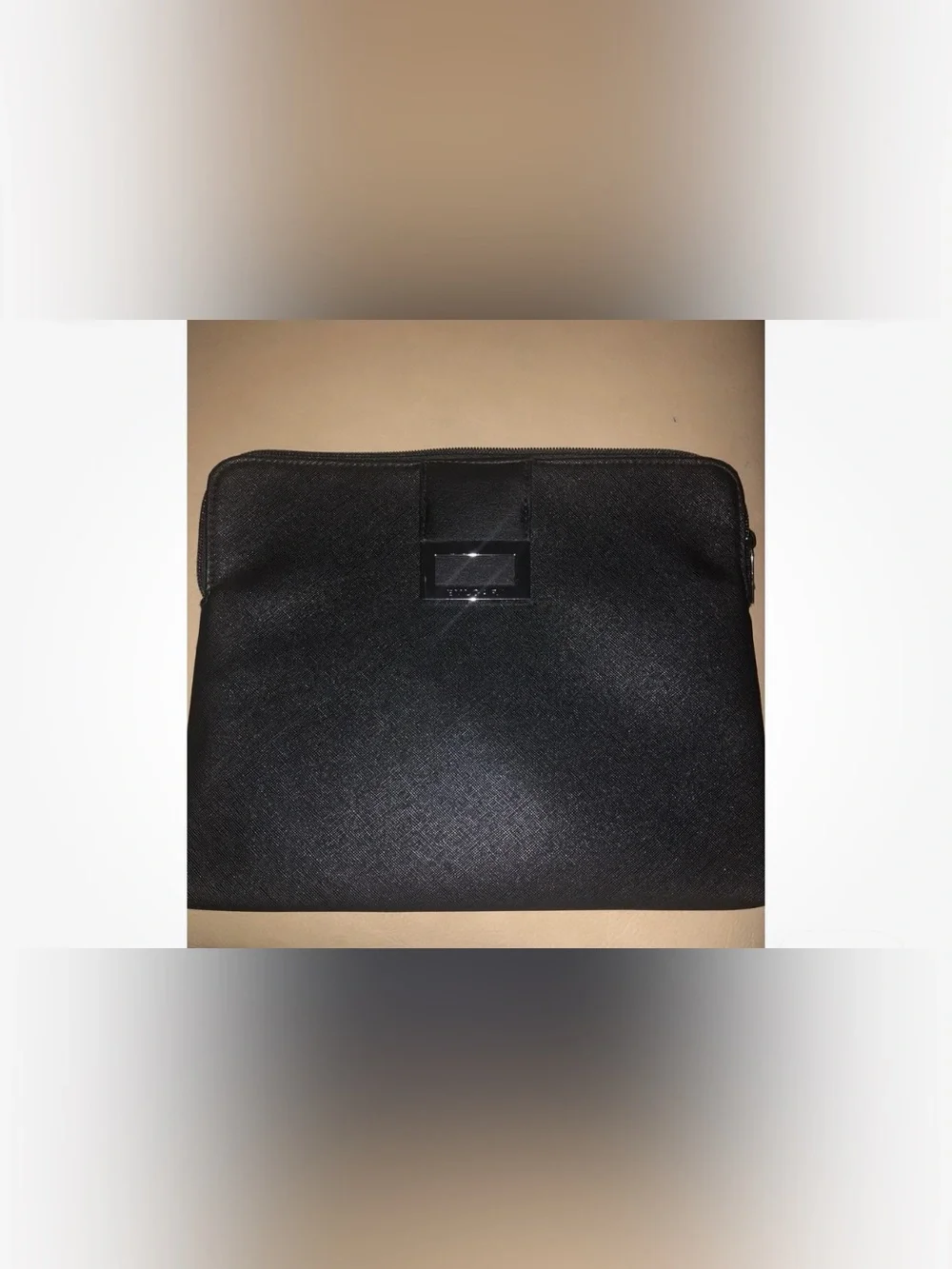 BVLGARI Luxury Makeup Pouch / iPad Case  Black & Silver NWOT